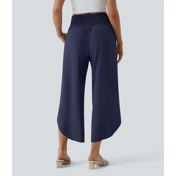 Halara Breezeful High Waisted Crossover Resort Pants Navy Blue Size Medium NEW - Picture 2 of 16